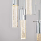 OME64B-HD2 Essence Spiral 5-Pendants Indoor Light Fixture with Integrated Led with Premium Glass and Dimmable, Chrome Finish
