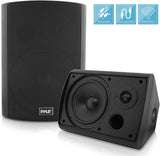 Pair of Wall Mount Waterproof & Bluetooth 6.5'' Indoor/Outdoor Speaker System, with Loud Volume and Bass. (Pair, Black. PDWR62BTBK)