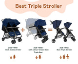 Best Triple Stroller – Everyday Triplet Stroller with Umbrella – Tandem Capable – UPF 50+