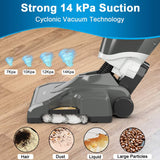 Vacuum and Steam Mop All in One, Compact Bagless 14Kpa Wet-Dry Vacuum Cleaner with HEPA Filtration, Cord Rewind and Comfort Handle, Steam Upright Vac for Hardwood, Tile Floors, Home and Office