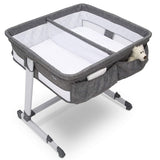 Simmons Kids By The Bed City Sleeper Bassinet for Twins – Height Adjustable Portable Crib, Grey Tweed