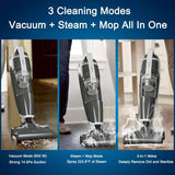 Vacuum and Steam Mop All in One, Compact Bagless 14Kpa Wet-Dry Vacuum Cleaner with HEPA Filtration, Cord Rewind and Comfort Handle, Steam Upright Vac for Hardwood, Tile Floors, Home and Office