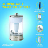 40 Cup Ready-Pour Glass Dispenser BPA-Free with Free Water Quality Meter NSF Certified to Reduce Lead and Other Heavy Metals (with 2 Extra Filters)