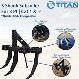 3 Shank Subsoiler Ground Ripper Fits 3 Point Tractor Cat 1 & 2 Quick Hitch Compatible