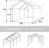 Abba Patio Extra Large Heavy Duty Carport with Removable Sidewalls Portable Garage Car Canopy Boat Shelter Tent for Party, Wedding, Garden Storage Shed 8 Legs, 12 x 20 Feet, Dark Grey