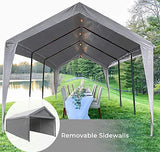 Abba Patio Extra Large Heavy Duty Carport with Removable Sidewalls Portable Garage Car Canopy Boat Shelter Tent for Party, Wedding, Garden Storage Shed 8 Legs, 12 x 20 Feet, Dark Grey