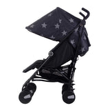 Black Stars US22 Double Baby Stroller by My Babiie – Twin Lightweight Infant Stroller with Carry Handle – Silver Frame and Black – Tandem Seats – from Newborn to Toddlers 33lbs per Seat (66lbs Total)