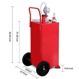 Ankishi 30 Gallon Gas Caddy, Fuel Tank on Wheels, Portable Fuel Storage Tank with Pump Gasoline Storage Dispenser, Gas Containers for Cars, Boat, Motorcycle Lawn Mowers Tractors, Red