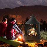 Aoxun Fire Pits Outdoor Wood Burning, Outside Portable Fire Pit Iron Brazier with Cooking BBQ Grill Grate, Spark Screen, Fireplace Poker for Patio Backyard Garden