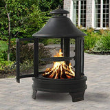 Aoxun Fire Pits Outdoor Wood Burning, Outside Portable Fire Pit Iron Brazier with Cooking BBQ Grill Grate, Spark Screen, Fireplace Poker for Patio Backyard Garden