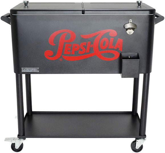 PS-206-PEPSI-AM 80 Quart Portable Rolling Patio Cooler, Matte Graphite