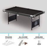 Fat Cat Trueshot 6’ Pool Table with Folding Legs for Easy Storage, Included Pool Cues and Billiard Ball, and Deep Black Playing Cloth