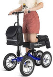 Shock Absorber All Terrain Knee Walker Scooter-with 12 Inches Durable Air Filled Wheels, Steerable Knee Walker Heavy Duty Crutches Alternative for Foot Injuries Ankles Surgery (Blue)