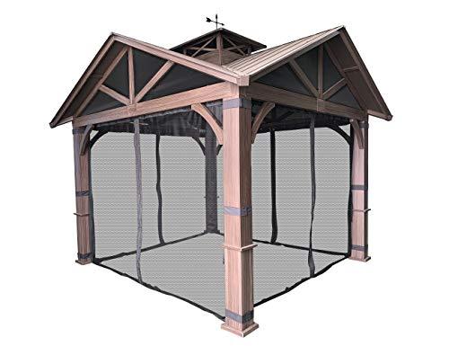 APEX GARDEN Replacement Mosquito Netting with Slider Rail for Allen + roth Model #GF-18S112B (Screen NET ONLY) (Black)