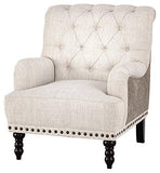 Ashley Furniture Signature Design – Tartonelle Accent Chair – Ivory/Taupe Fabric – Nailhead Trim – Black Finish Legs