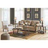 Ashley Furniture Signature Design – Tartonelle Accent Chair – Ivory/Taupe Fabric – Nailhead Trim – Black Finish Legs