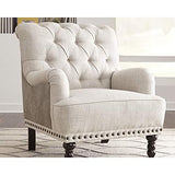 Ashley Furniture Signature Design – Tartonelle Accent Chair – Ivory/Taupe Fabric – Nailhead Trim – Black Finish Legs