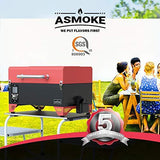 ASMOKE Portable Wood Pellet Grill and Smoker with Auto Temper Control, 8 in 1 BBQ Grill Set AS300, 256 Sq. in. Cooking Area – Includes Waterproof Grill Cover and Meat Probe, Apple Red