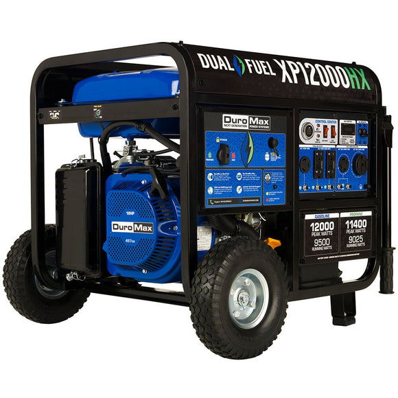 DuroMax 12,000-Watt 460cc Dual Fuel Portable Generator with CO Alert