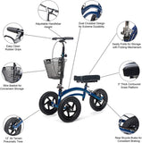 All Terrain Steerable Knee Scooter Knee Walker Heavy Duty Crutches Alternative in Blue