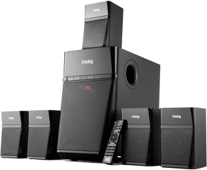 Frisby Audio FS-7000BT Home Theater 5.1 Surround Sound System with Subwoofer, Bluetooth Wireless Streaming from Devices & Media Reader, FM Radio, Remote Control, Digital Optical Output, Black