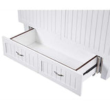 BOWERY HILL Queen Murphy Bed Chest with Charging Station and Folding Mattress in White