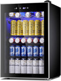 Beverage Refrigerator Cooler-120 Can Mini Fridge Glass Door for Soda Beer Wine Stainless Steel Glass Door Small Drink Dispenser Machine Digital Display for Home, Office Bar,4.5cu.ft