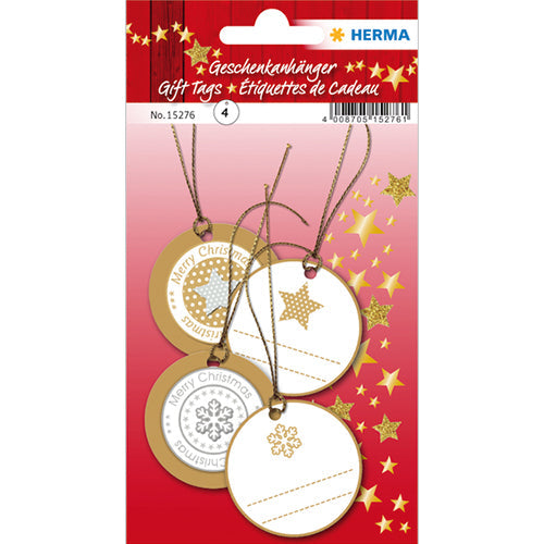 Gift Tags Christmas 3D Ø 5 cm, Gold (15276)