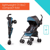 3Dmini Convenience  Stroller, Blue/Black – Lightweight Infant Stroller with Compact Fold, Multi-Position Recline, Canopy with Pop Out Sun Visor and More – Umbrella Stroller for Travel and More