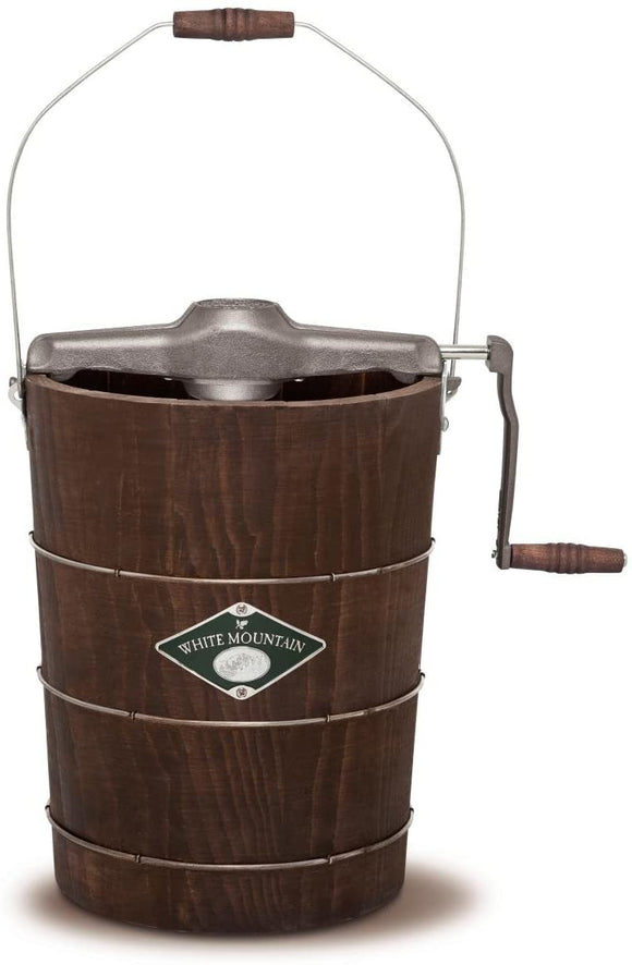 Hand Cranked Ice Cream Maker with Appalachian Series Wooden Bucket, 6 Quart (PBWMIMH612-SHP)