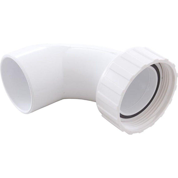 Spa Components – Pump Union Assembly, 2 inch Female B Thread (3 inch OD) x 2 inch Socket, 90 degree, w/ o-ring