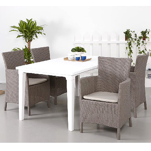 Futura Table White + Iowa Chair (4pcs) (Assembly For Chairs Only)
