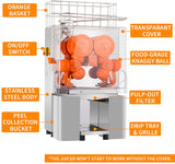 Commercial Orange Juicer Machine Automatic Electric Citrus Juice Squeezer Lemonade Making Machine Heavy Duty with Industrial Stainless Steel Bins