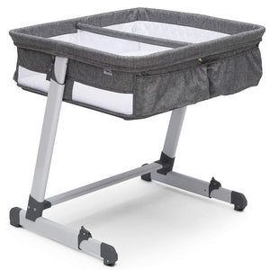 Simmons Kids By The Bed City Sleeper Bassinet for Twins – Height Adjustable Portable Crib, Grey Tweed