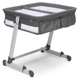 Simmons Kids By The Bed City Sleeper Bassinet for Twins – Height Adjustable Portable Crib, Grey Tweed