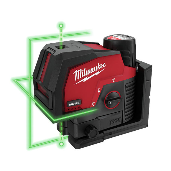 Milwaukee 3622-21 M12 Green Cross Line and Plumb Points Cordless Laser Kit (3 Ah)