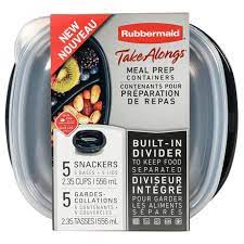 Rubbermaid TakeAlongs 2.35 Cup Meal Prep Container (Built-In Divider), 5 Pack