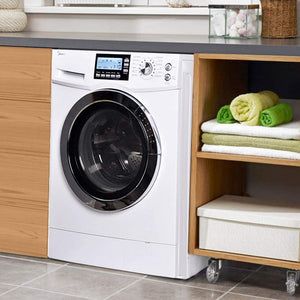 24" Washer Dryer Combo Compact White 2.0 Cubic. ft. Capacity 24" White Electric Laundry Dryer and Washer Stainless Steel Drum Allergiene Cycle