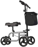 4 Wheels Knee Scooter Walker, All Terrain Rolling Steerable Adjusted Height Walking Aid with Storage Bags, Disabled Crutches Alternative Knee Walker for Leg and Foot Injuries