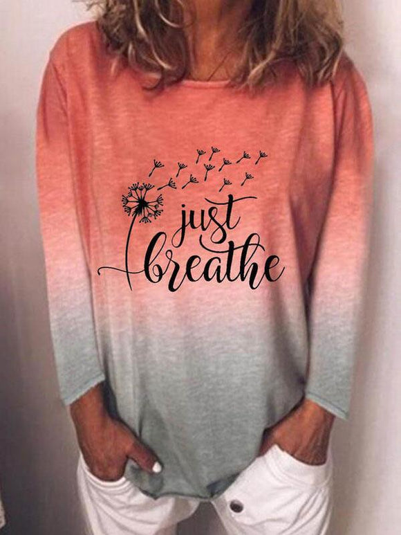 Print Round Neck Long Sleeves Sweatshirt