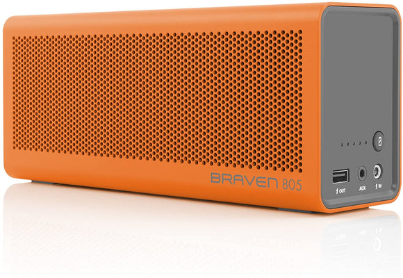 805 Portable Wireless Bluetooth Speaker [18 Hour Playtime] Built-in 4400 mAh Power Bank Charger – Orange/Gray