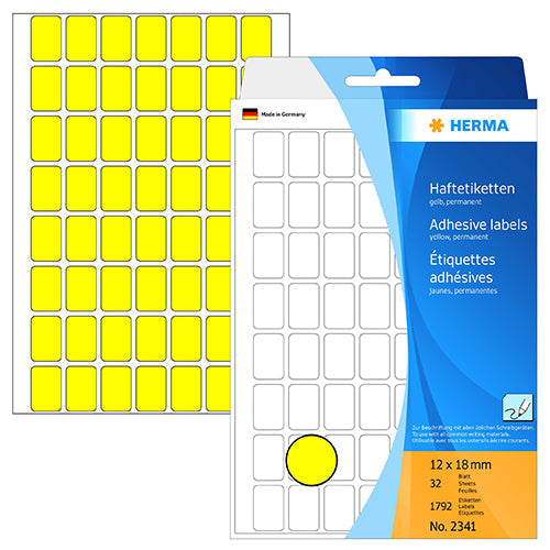 Office Pack Multi-purpose Labels 12 x 18mm Yellow (2341)