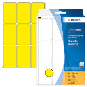 Office Pack Multi-purpose Labels 34 x 53mm Yellow (2471)