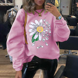 Floral Animal Print Round Neck Long Sleeves Sweatshirt