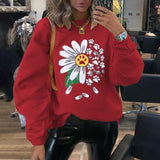Floral Animal Print Round Neck Long Sleeves Sweatshirt