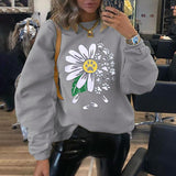 Floral Animal Print Round Neck Long Sleeves Sweatshirt