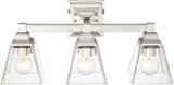 Mencino Modern Wall Light Satin Nickel Hardwired 20" Wide 3-Light Fixture Clear Glass for Bathroom Vanity –