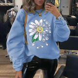 Floral Animal Print Round Neck Long Sleeves Sweatshirt