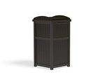 Suncast 33 Gallon Can Resin Outdoor Trash Hideaway with Lid Use in Backyard, Deck, or Patio, Brown