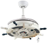 Modern LED Ceiling Light Nordic Cool Light Nautical Style Anchor Hanging Ceiling Fan with Invisible Blade Flushmount Pendant Light in White Finish for Living Room Kid's Bedroom Children's Room